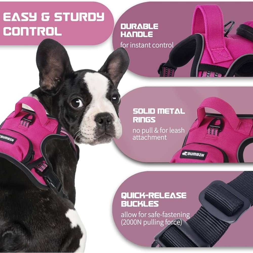 COPY - Pink Dog Harness with Durable Handle